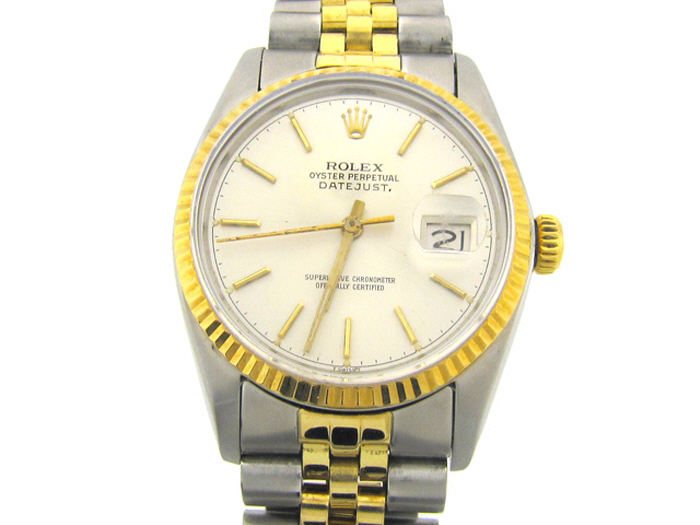 MEN'S 2-TONE DATEJUST ROLEX with WHITE DIAL
