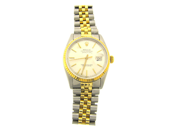 MEN'S 2-TONE DATEJUST ROLEX with WHITE DIAL